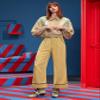ANTIY Pants for Women - Plaid Zipper Pocket Contrast Piping Pants (Color : Mustard Yellow, Size : Large) view 4