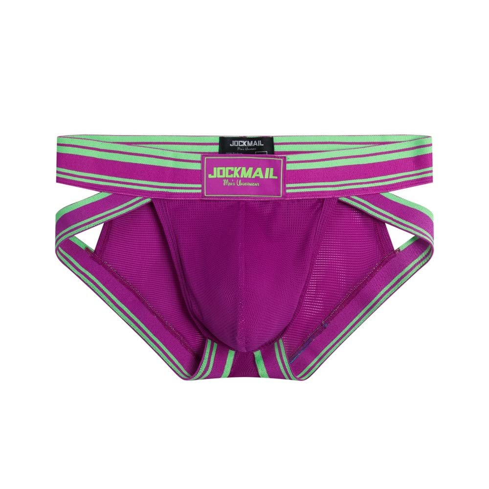 JOCKMAIL Mesh Athletic Supporters Mens Briefs Underwear Comfort Male Underwear for Gym Sport (as1, alpha, l, regular, regular, Purple)