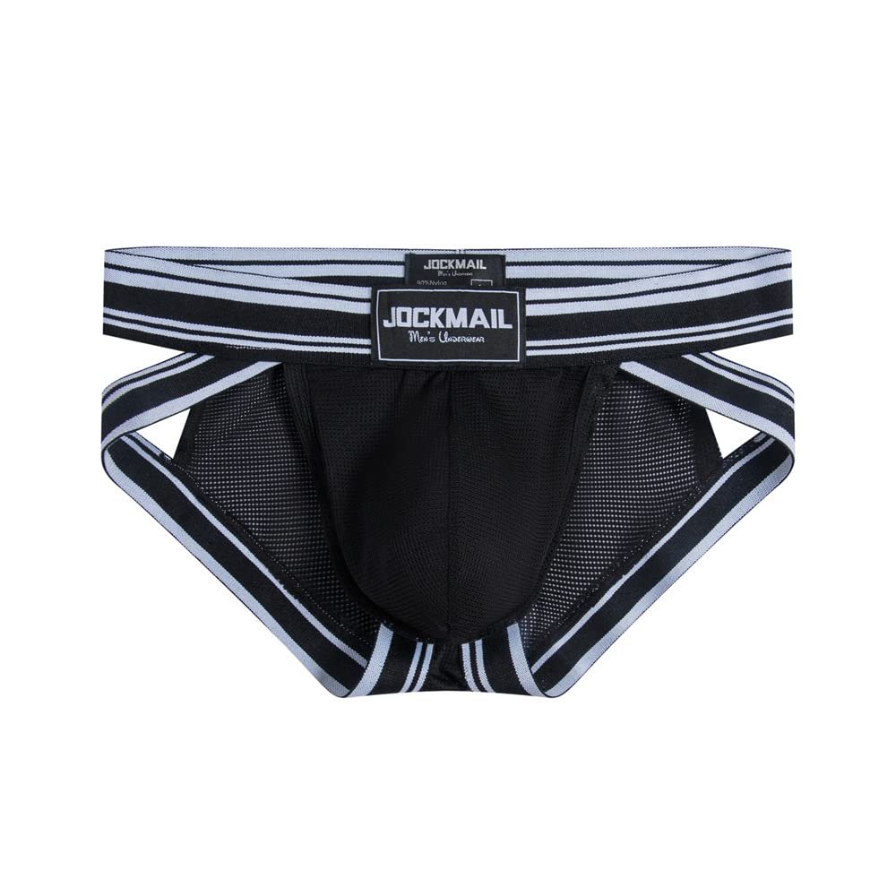 JOCKMAIL Mesh Athletic Supporters Mens Briefs Underwear Comfort Male Underwear for Gym Sport (as1, alpha, x_l, regular, regular, Black)