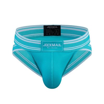 JOCKMAIL Mesh Athletic Supporters Mens Briefs Underwear Comfort Male Underwear for Gym Sport (as1, alpha, l, regular, regular, Light Blue)