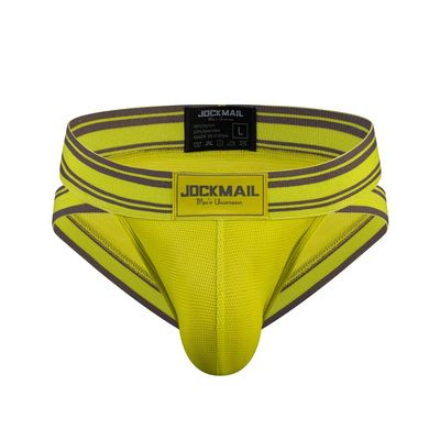JOCKMAIL Mesh Athletic Supporters Mens Briefs Underwear Comfort Male Underwear for Gym Sport (as1, alpha, l, regular, regular, Yellow)