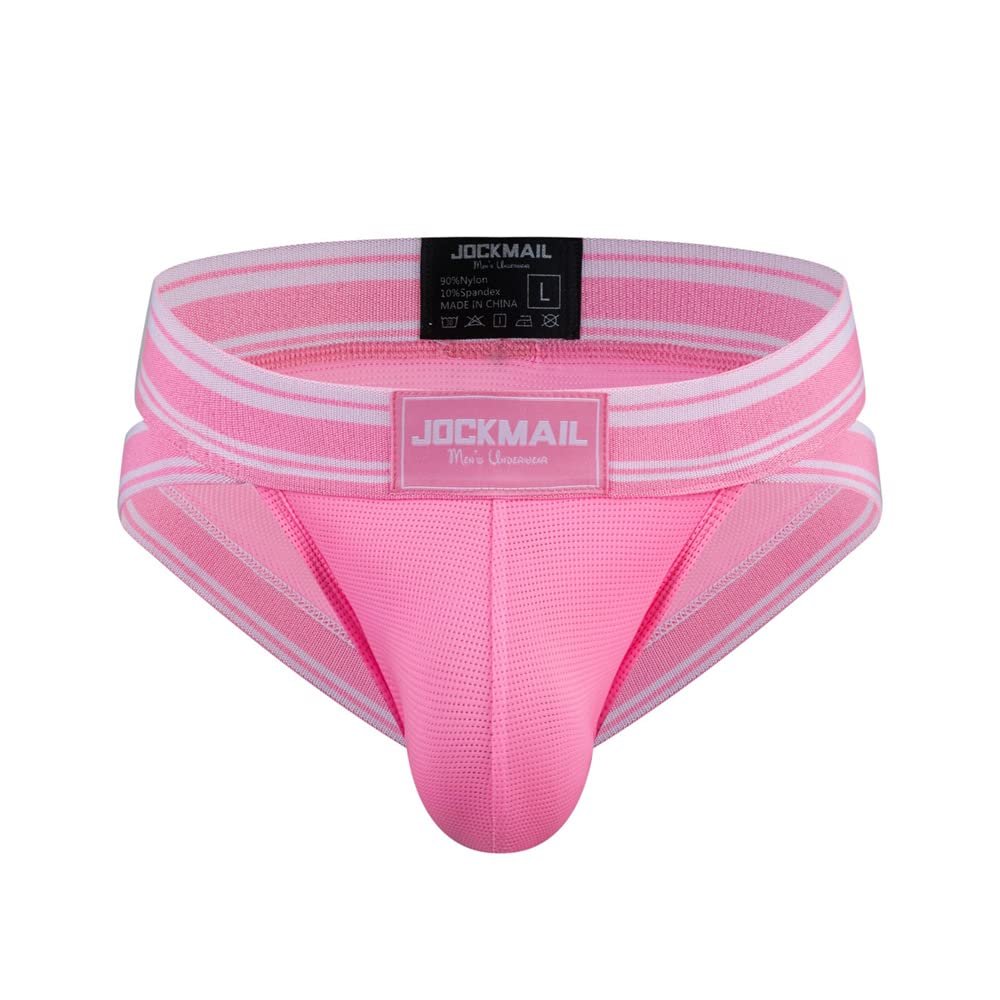 JOCKMAIL Mesh Athletic Supporters Mens Briefs Underwear Comfort Male Underwear for Gym Sport (as1, alpha, l, regular, regular, Pink)