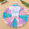 Arctic Polar Winter Animals Birthday Party Decorations 1st Birthday Outfit for Baby Girls Romper+PrincessTutu Skirt+Headband First Birthday Dress Cake Smash Phtotoshoot Clothes Sea Lion-One 1 Year view 3