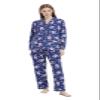 amaxer Women's Warm Pjs Flannel Pajamas Set 100% Cotton Sleepwear Button Pajama,Pink flowers with dark blue background,L view 2