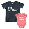 Big Brother Little Sister Outfits Shirt Sibling Shirts Matching Baby Newborn Girl Outfit (Charcoal Black/Mauve, Kids (4T) / Baby (NB)) view 1