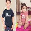 Big Brother Little Sister Outfits Shirt Sibling Shirts Matching Baby Newborn Girl Outfit (Charcoal Black/Mauve, Kids (4T) / Baby (NB)) view 3