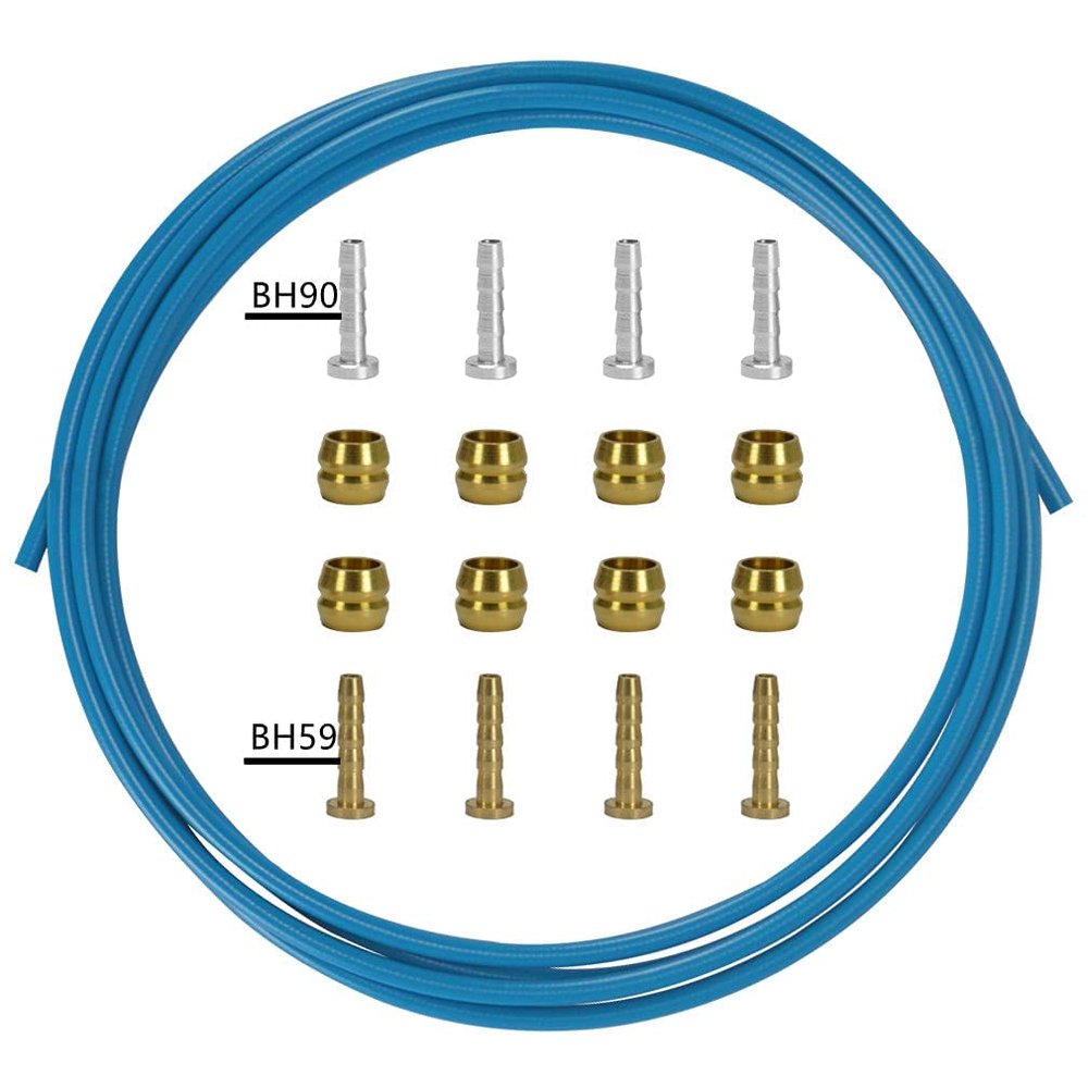 CYSKY Bike Hydraulic Brake Hose Kit 2500mm for Shimano BH59 BH90 Sram Avid System, Included 8 Bike Brake Olive and 8 Brass Connecting Insert (Blue)