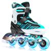 ECOO Adjustable Inline Skates Boys and Girls with Light up WheelsRoller Skates for Kids Ages 4-12, Teen Skates for Beginner Outdoor and Indoor (Cyan, Medium-Big Kids13j-3 US) view 1