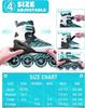 ECOO Adjustable Inline Skates Boys and Girls with Light up WheelsRoller Skates for Kids Ages 4-12, Teen Skates for Beginner Outdoor and Indoor (Cyan, Medium-Big Kids13j-3 US) view 2