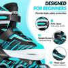 ECOO Adjustable Inline Skates Boys and Girls with Light up WheelsRoller Skates for Kids Ages 4-12, Teen Skates for Beginner Outdoor and Indoor (Cyan, Medium-Big Kids13j-3 US) view 4
