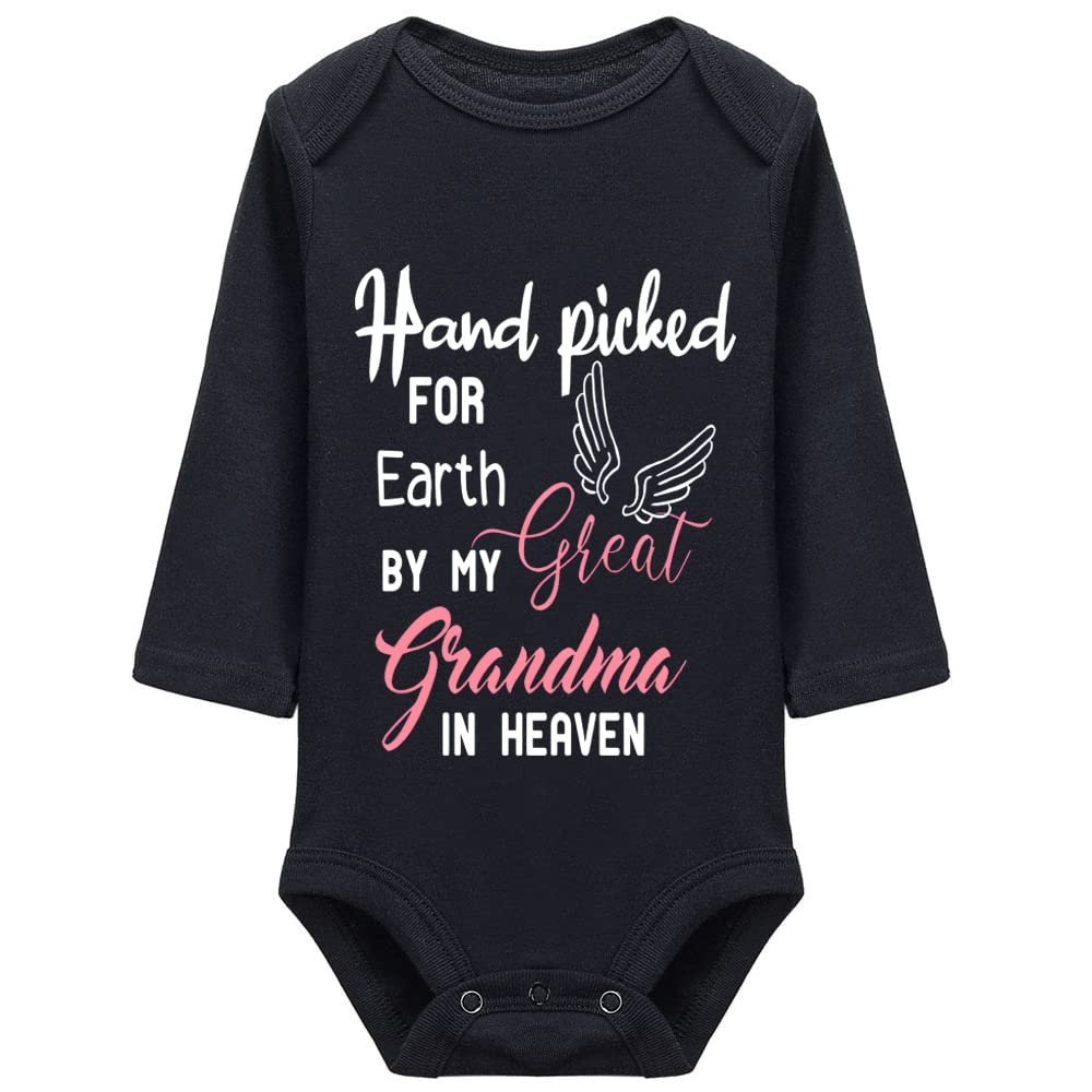 Hand Picked for Earth by My Great Grandma in Heaven Baby Bodysuit Long Sleeve Infant Clothes