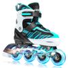 ECOO Adjustable Inline Skates Boys and Girls with Light up WheelsRoller Skates for Kids Ages 4-12, Teen Skates for Beginner Outdoor and Indoor (Cyan, Large-Youth3-6 US) view 1