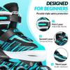 ECOO Adjustable Inline Skates Boys and Girls with Light up WheelsRoller Skates for Kids Ages 4-12, Teen Skates for Beginner Outdoor and Indoor (Cyan, Large-Youth3-6 US) view 4