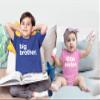 Big Brother Little Sister Outfits Shirt Sibling Shirts Matching Baby Newborn Girl Outfit (Charcoal Blue/Pink, Kids (3T) / Baby (0-3M)) view 2