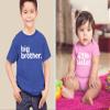 Big Brother Little Sister Outfits Shirt Sibling Shirts Matching Baby Newborn Girl Outfit (Charcoal Blue/Pink, Kids (3T) / Baby (0-3M)) view 3