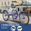 Barbella Adult Tricycle 7 Speed 3 Wheel Bike Adult Trikes, Three-Wheeled Bicycles Cruise Trike with Basket for Seniors, Women, Men for Recreation Shopping (26", Purple) view 2