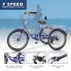 Barbella Adult Tricycle 7 Speed 3 Wheel Bike Adult Trikes, Three-Wheeled Bicycles Cruise Trike with Basket for Seniors, Women, Men for Recreation Shopping (26", Purple) view 3