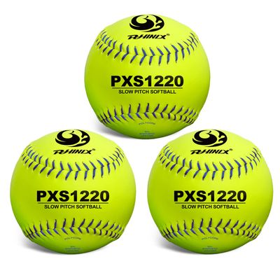 PHINIX Softball Official Size and Weight for Practice 12 Inch (12 inch,Bag of 3)
