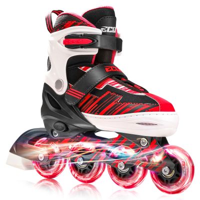 ECOO Adjustable Inline Skates Boys and Girls with Light up WheelsRoller Skates for Kids Ages 4-12, Teen Skates for Beginner Outdoor and Indoor