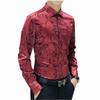 Men's Silk Shirt Long Sleeve Tuxedo Mercerized Cotton Button Slim Fit Casual All-Match Shirt Red with Floral 4XL 86.5-92.5 KG view 1