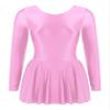 Hularka Women's Glossy Long Sleeve Ruffled Mini Dress One Piece Workout Dance Leotard Dresses Pink Small view 3