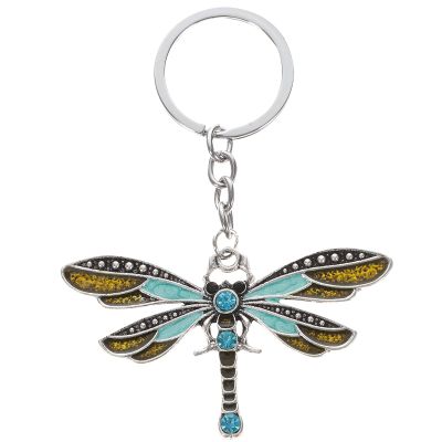 PRETYZOOM Dragonfly Keychain, Rhinestone Dragonfly Bag Charms Butterfly Purse Hanging Pendant Key Holder for Women