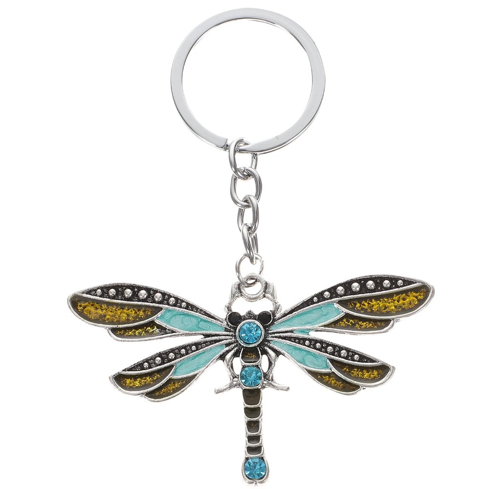 PRETYZOOM Dragonfly Keychain, Rhinestone Dragonfly Bag Charms Butterfly Purse Hanging Pendant Key Holder for Women