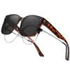 DUCO Fit Over Sunglasses for Men Women Wear Over Glasses Retro Wrap Around Polarized Sun Glasses UV400 Protection (B-Tortoise Frame Grey Lens) view 1