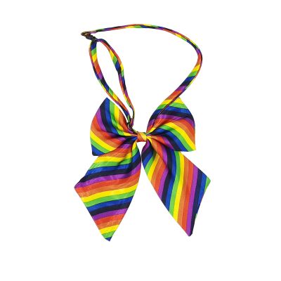 aoozleny Women Girl Pre-Tied Striped Adjustable Uniform Bowknot Bow Tie for Cosplay Costume (Stripe Rainbow)