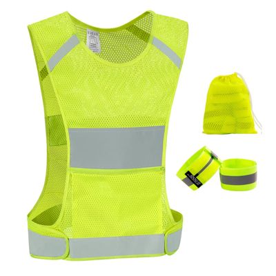IDOU Reflective Vest Safety Running Gear with Pocket, Ultralight &Adjustable Waist&360High Visibility for Running,Jogging,Biking,Motorcycle,Walking,Women & Men(+2bands+1bag)/XL
