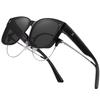 DUCO Fit Over Sunglasses for Men Women Wear Over Glasses Retro Wrap Around Polarized Sun Glasses UV400 Protection (B-Black Frame Grey Lens) view 1