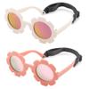 Bouryo Flexible Baby Polarized Flower Sunglasses with Strap Bendable Frame for Infant Boys Girls Ages 0-24 Months (B3 White/Purple Red Mirror + Pink/Pink Mirror)
