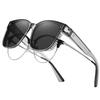 DUCO Fit Over Sunglasses for Men Women Wear Over Glasses Retro Wrap Around Polarized Sun Glasses UV400 Protection (B-Transparent Frame Grey Lens) view 1