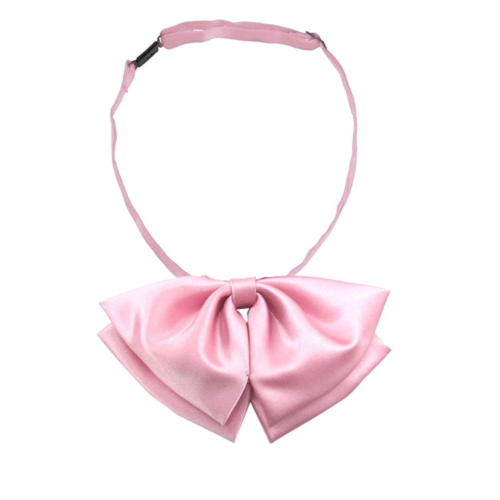 aoozleny Women Girl Pre-Tied Striped Adjustable Uniform Bowknot Bow Tie for Cosplay Costume (Pure Pink)
