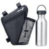 Bike Frame Bag with Water Bottle - Bicycle Cycling Triangle Top Tube Pouch Saddle Bag with Bottle Holder and a Stainless Steel Water Bottle for Road and Mountain Bikes (Black w/Water Bottle) view 1