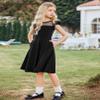 Arshiner Girls Dress Summer Ruffle Sleeve Mesh A Line Casual Party Dresses with Pockets 8-9 Years Black view 3
