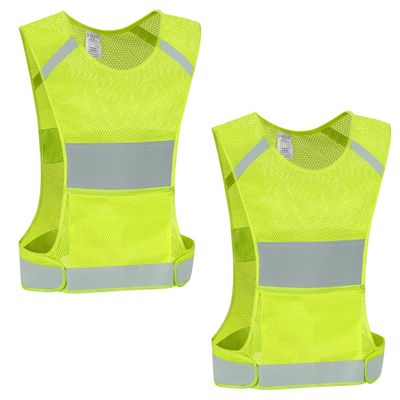 IDOU 2PACK Reflective Vest Safety Running Gear with Pocket, Ultralight &Adjustable Waist&360High Visibility for Running,Jogging,Biking,Motorcycle,Walking,Women & Men/L