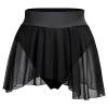 Women's Ruffle Dance Shorts Mesh Tulle Elastic Waist Asymmetrical Hem Rave Booty Bottoms Active Dancewear Skorts Skirted Short Pants Black X-Large view 1