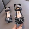 Baby Dress Shoes Spring Autumn New Children Girls Flat Pearl Crystal Shoes Bow Princess Shoes PU (Black, 5-5.5 Years) view 2