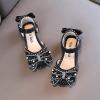Baby Dress Shoes Spring Autumn New Children Girls Flat Pearl Crystal Shoes Bow Princess Shoes PU (Black, 5-5.5 Years) view 3