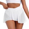 Women's Ruffle Dance Shorts Mesh Tulle Elastic Waist Asymmetrical Hem Rave Booty Bottoms Active Dancewear Skorts Skirted Short Pants White X-Large view 2