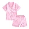ZFTTZYMX Little Kids Satin Outfits Set Boys Girls Short Sleeve Top + Shorts Classic Silk Summer Clothes 2PCS view 1