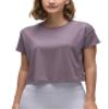 CRZ YOGA Pima Cotton Crewneck Crop T-Shirt Purple Gray X-Large view 1