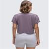 CRZ YOGA Pima Cotton Crewneck Crop T-Shirt Purple Gray X-Large view 2