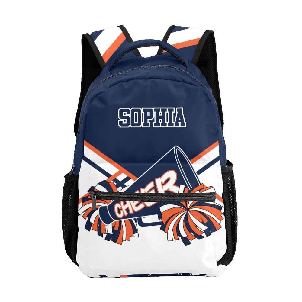 SunFancyCustom Custom Cheerleader Orange Navy Blue Personalized Causual Shoulder Bag Sports Leisure Camping Backpack for Women Men