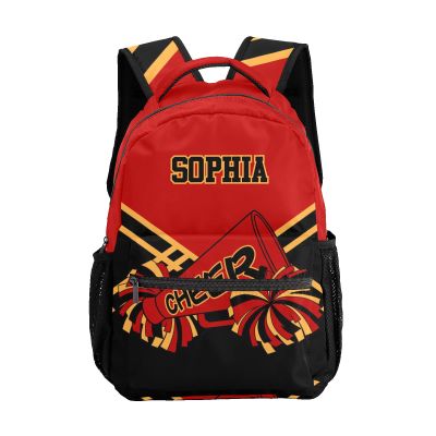 Personalized Cheerleader Red Black Custom Backpack Waterproof Multifunctional Daypack with Name Gift