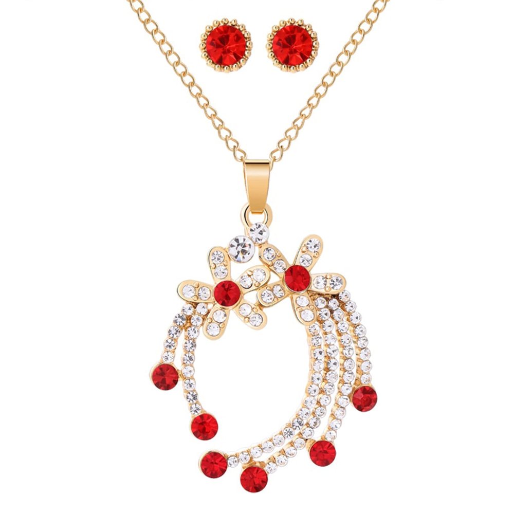HL-UPS Women's Multicolor Stone Necklace and Earrings Jewelry Set, Luxury Crystal Necklaces and Jewelry Sets Pendants Jewelry Bridal Earrings Gifts Accessories Crystal Face Jewelry (F1521)