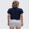 CRZ YOGA Pima Cotton Crewneck Crop T-Shirt Navy Medium view 2