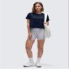 CRZ YOGA Pima Cotton Crewneck Crop T-Shirt Navy Medium view 3