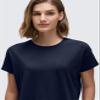 CRZ YOGA Pima Cotton Crewneck Crop T-Shirt Navy Medium view 4
